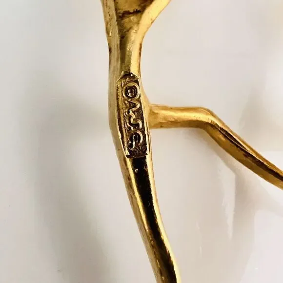 Vintage AJC Ballet Dancer Brooch Brushed Gold Tone Pin Modern MCM Lyrical 4370 - Picture 8 of 10